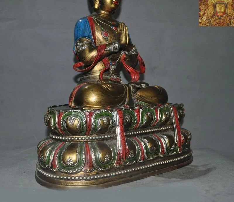 Свадебные украшения 8 "Тибетский буддизм, бронзовый тара Кван-Инь гуаньин Бодхисаттва статуя божества Будды