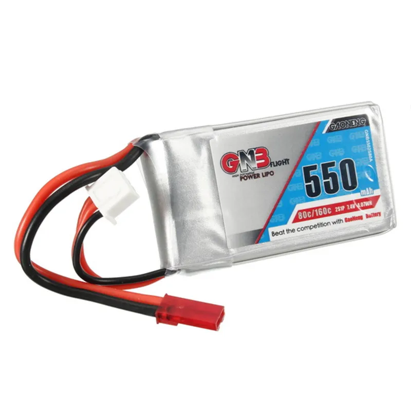 

2017 New Arrival Rechargeable Gaoneng GNB 7.4V 550mAh 2S 80/160C Lipo Battery JST Plug