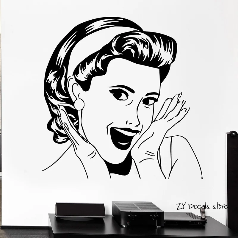 Sexy Girl Woman Wall Decals Lady Pop Art Bedroom Living Room Wall
