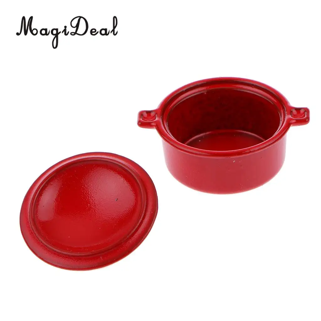 1Pc Alloy 1/12 Dollhouse Miniature Kitchen Kitchenware Utensil Casserole Stock Pot for Dolls House Children Pretend Play Toy