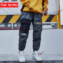 Мужские брюки-карго в стиле хип-хоп с карманами, винтажные брюки для бега, мужские уличные повседневные штаны-шаровары, военные брюки, WG122