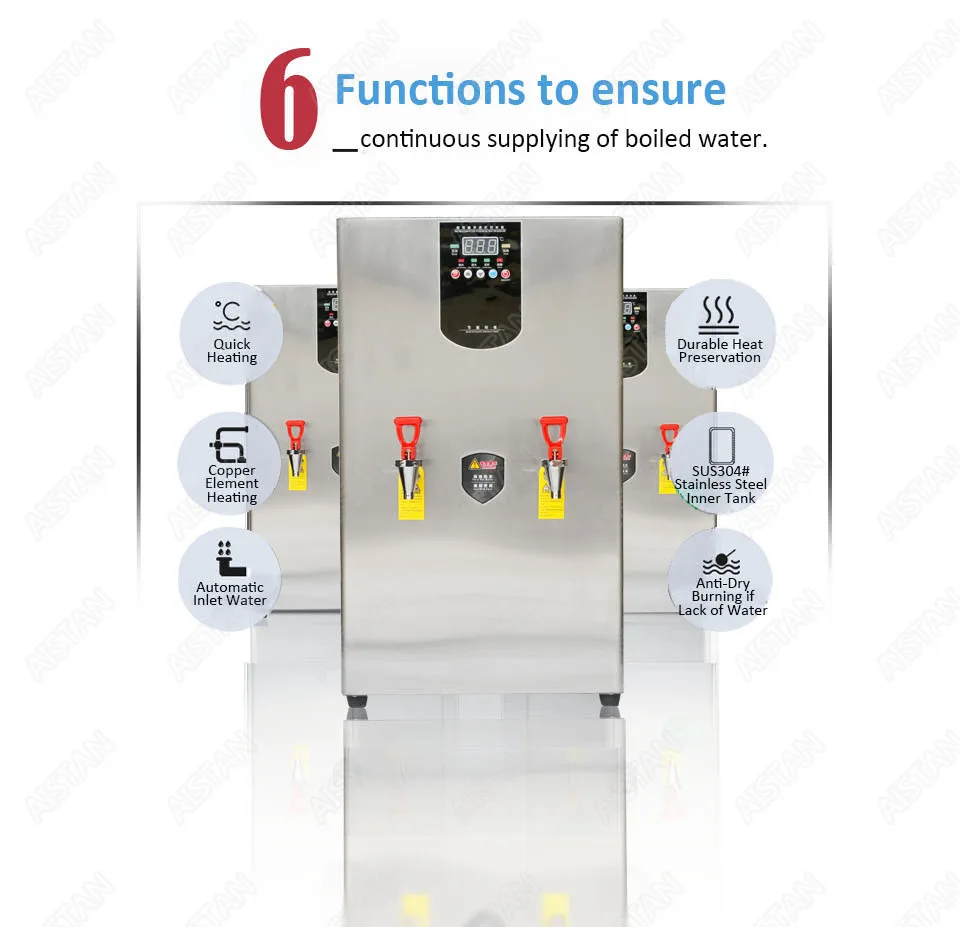 KW30L Commercial big drinking water boiler commercial stainless steel electric stepwise water boiler 30L 40L 60L 220V