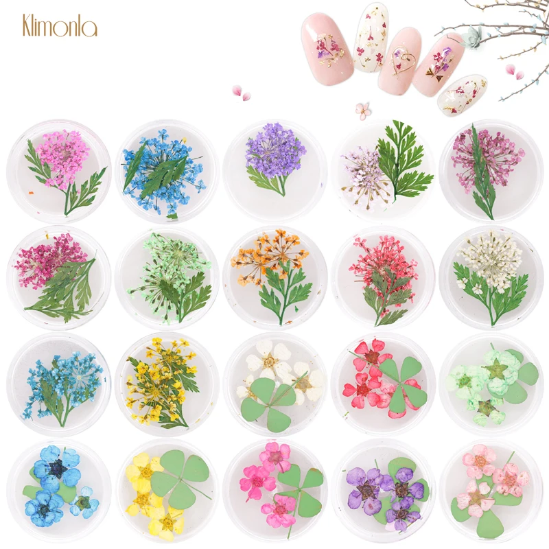 

New 2pcs/lot Natural Dried Flowers Nail Art Decoration 3D Gypsophila Floral Leaf Nail Sticker Decals DIY Manicure Tips