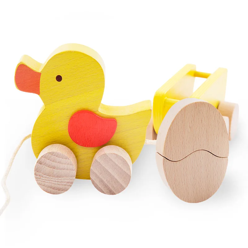 Baby wooden toys pulling duck Toddler Toy Car Baby Pull String Toys