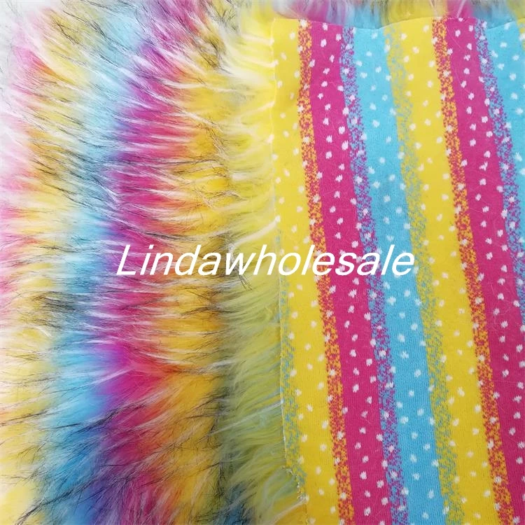 Rainbow 2 Rainbow Striped Faux Fur by the Yard Diy Costume Accessories