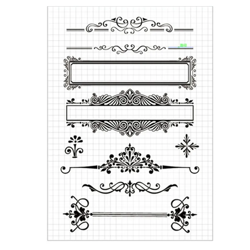 

Swirls Borders Lines Frame Transparent Rubber Clear Stamp/Seal Scrapbook/Photo DIY Album Decorative Card Making Clear Stamps
