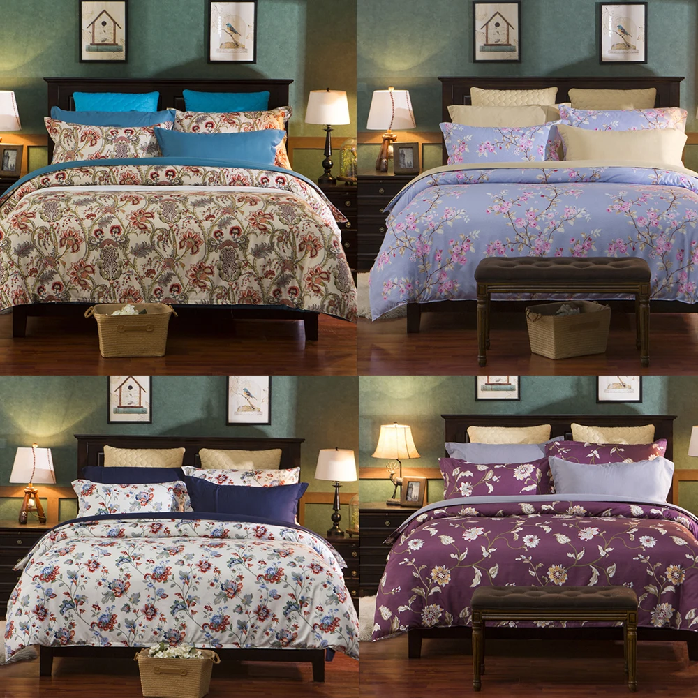 Generous Floral Style 4Pcs Twin/Full/Queen/King Size Bed Quilt/Duvet