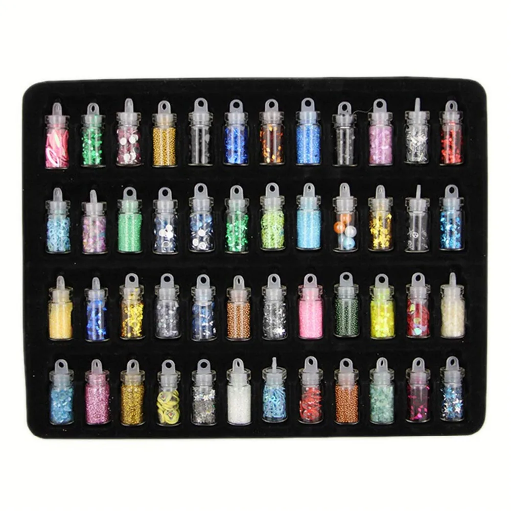 

48 Bottles/Set UV Gel Colorful fingernails,Sequins Set Giltter Sequins Powder Set Beads For phospho Acrylic sand Nail Art vtirka