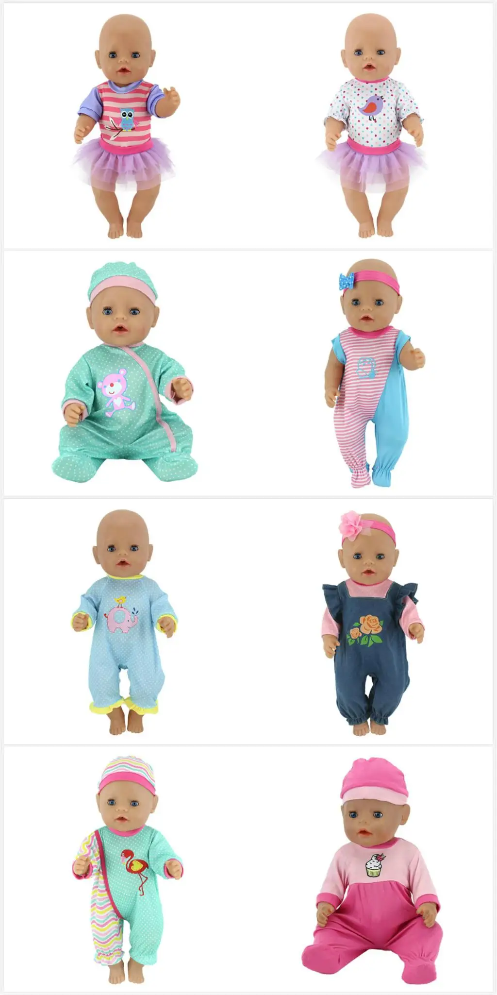 

New Trendy Dolls Jumpsuits Clothes Fit For 43cm Doll Reborn Baby 17/18inch Doll