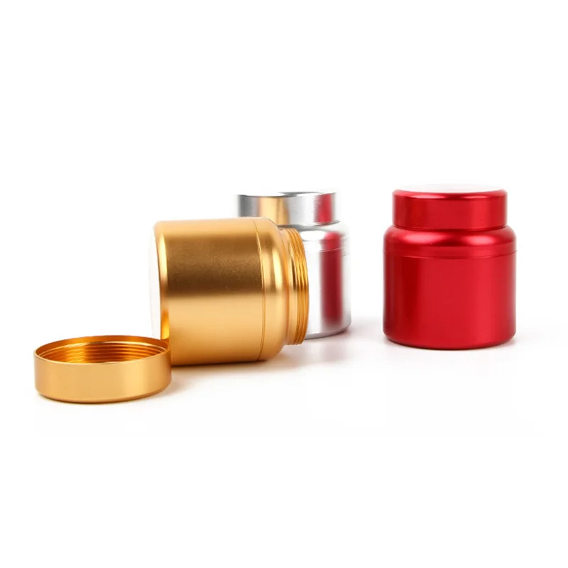 Gold Aluminum Tea Container Fresh-keeping Sealed Silver Coffee Powder Cans Caddy Storage Boxes Portable Travel Tea Bag Organizer