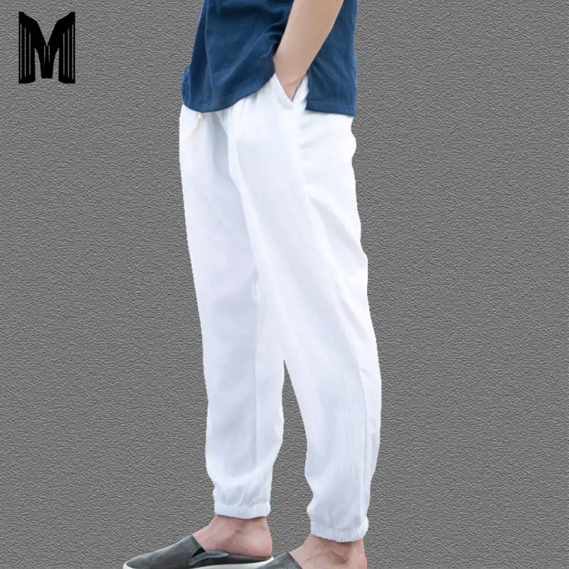 calça de linho branca masculina