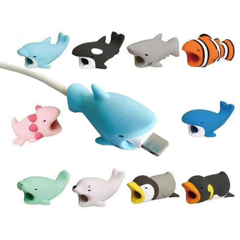 Funny Cable Winder Cover For iPhone USB Charging Bite Cellphone Protector Organizer Charger Wire Head | Электроника