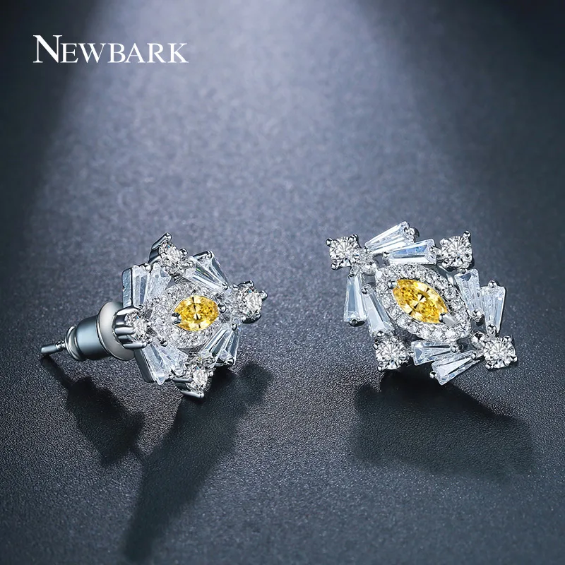 Newbark прекрасных деревьев формы серьгу полностью кубических zirconis желтый кристалл