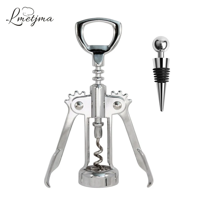 Lmetjma Wing Corkscrew Stainless Steel Red Wine Opener With Wine Stopper Premium Red Wine Beer