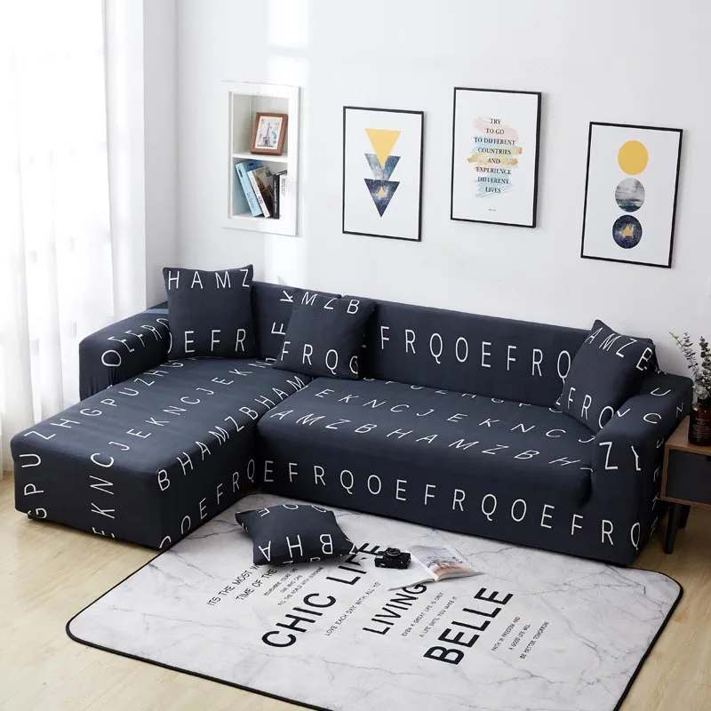 2 шт l-формы диван Чехол стрейч секционные угловой диван набор диванных чехлов для гостиной диван Чехол 1/2/3/4 местный - Цвет: K