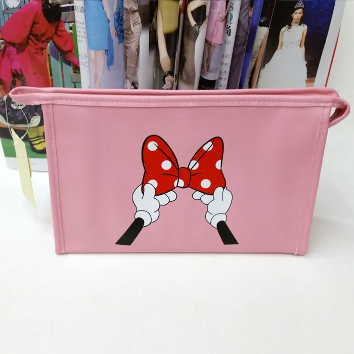 Disney Minnie женская косметичка, женская косметичка, большой емкости, Мультяшные дорожные товары, клатч для хранения, искусственная кожа, женский макияж - Цвет: Розовый