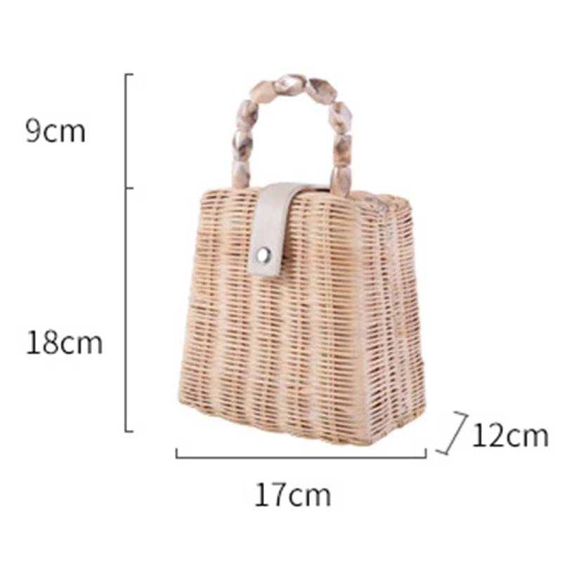 

Marble Handle Ladies Leather Strap Single-Shoulder Crossbody Bag Handmade Fashion Natural Woven Round Rattan Handbags