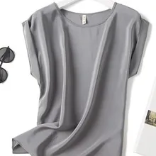 Весна, лето, шелковая футболка с круглым вырезом