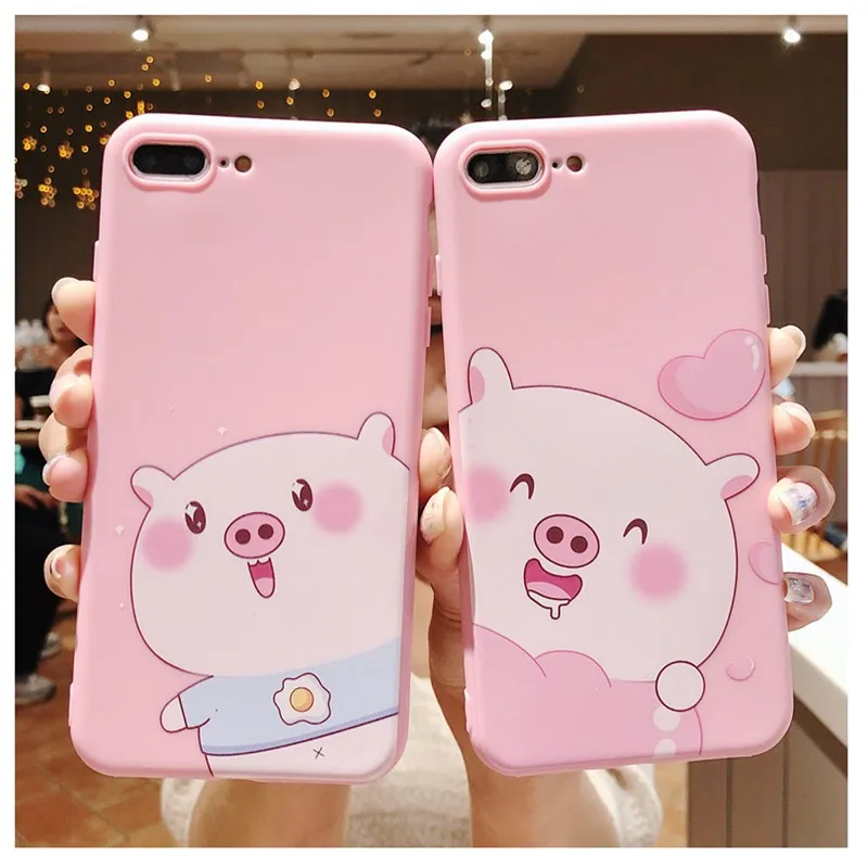 

Lovely Pink Little Animals Pig Case for Iphone X 7 8 plus Case Cute Cartoon Love Pig Pc Case for Iphone 6 6s plus Case Cover