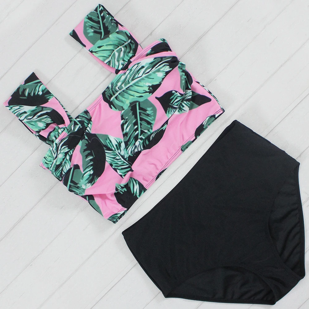 Brand 2017 Bikinis Women Biquinis Striped Top Floral Bottom Swimsuit