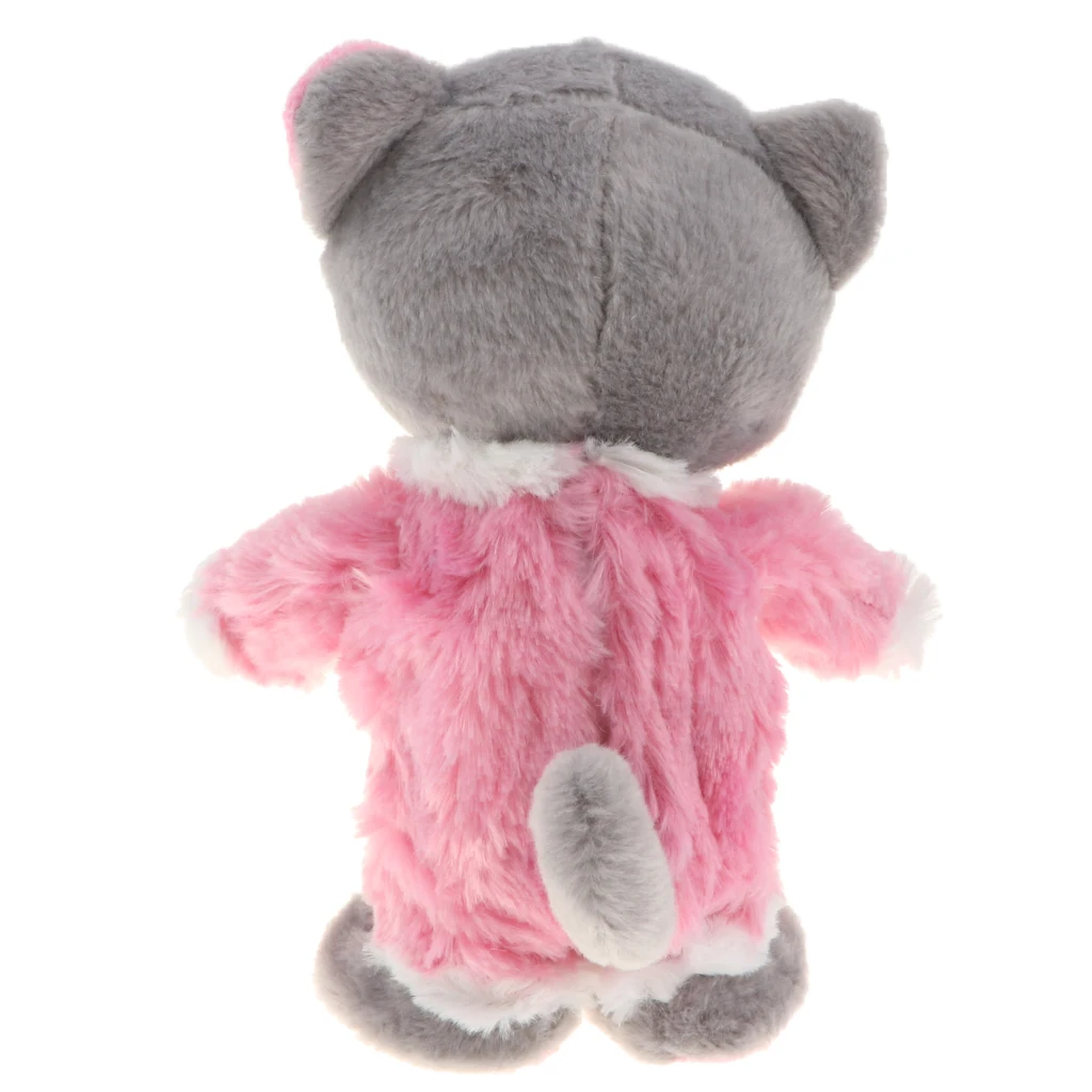 Pink Color Talking & Walking Cat Plush Toy Repeat What You Say Funny Stuffed Toy for Kids Toddler Pretend Play Gift 