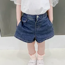 Летние новые джинсовые шорты для мальчиков и девочек модные свободные детские штаны