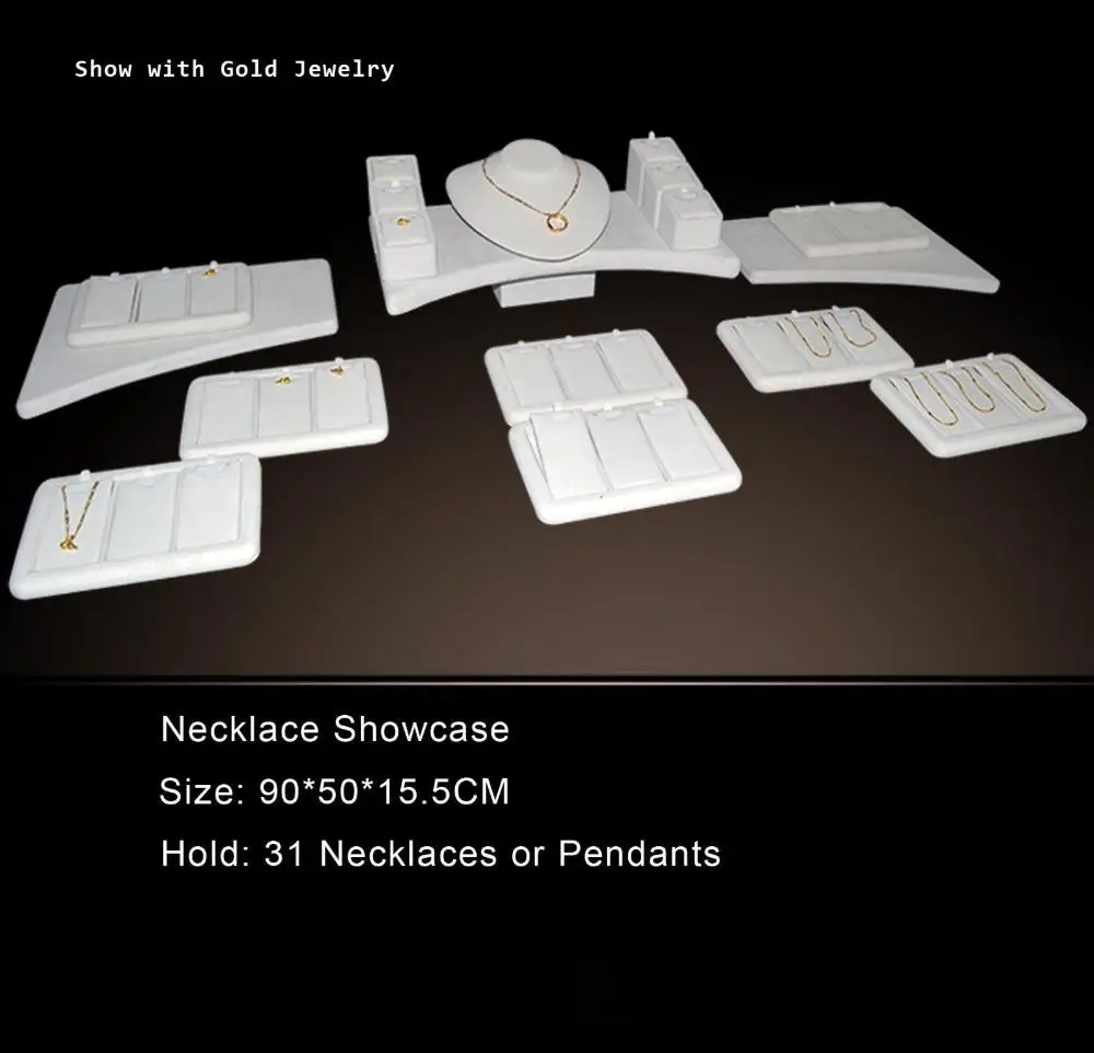 

Xmas Gift Fashion Design Beige Velvet Jewelry Display For 31 Pecs Necklace Tray Pendant Stand Showcase Boxing Day Sale