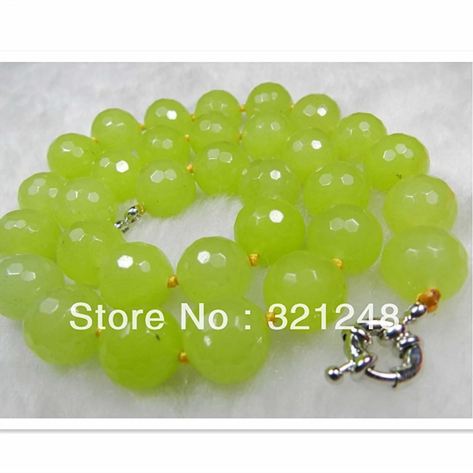 

10mm Faceted Grenn Peridot Necklace 18 " GE1013