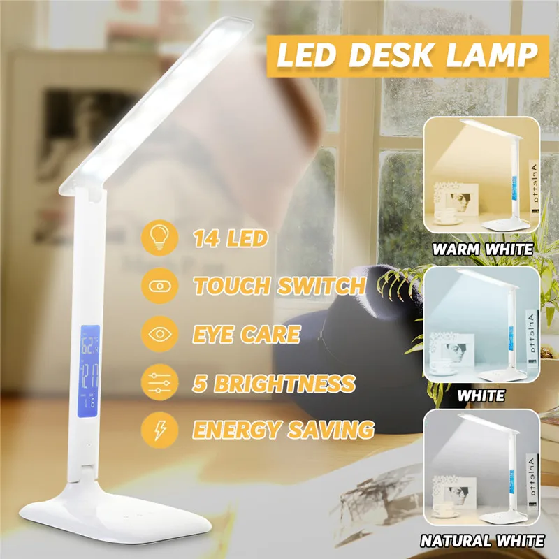 

LED Table Lamp Office home Desk Lamp with Temperature Display Eye-protected Lights For Bedroom 5 gear dimming Brightness