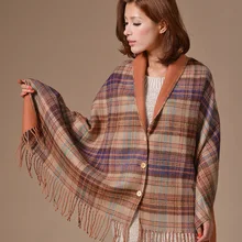Winter Scarf 2016 dual use Brand font b Tartan b font Acrylic Scarf Women Plaid Button