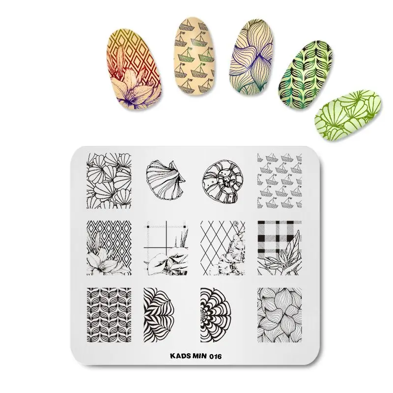 

Rolabling Nail Stamping Plates MIN Series Ocean Shells Plants Nail Decoration Stamp Manicure Plate Nail Art Stamping Templates