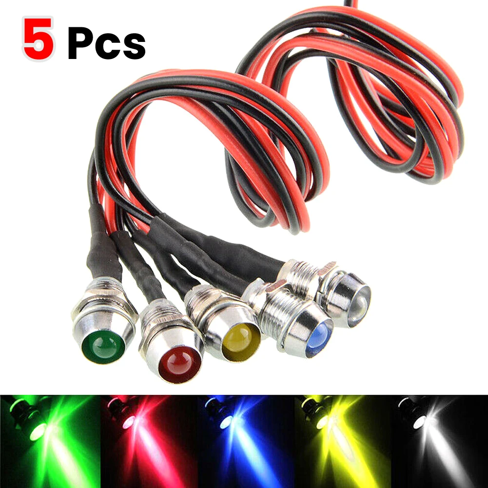 

5pcs 12V Volt Car Boat LED Indicator Light Dash Dashboard Panel Warning Light Lamp Car Boat Working PC Power Waterproof Lamp