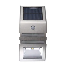 Светильник ness Солнечный СВЕТОДИОДНЫЙ светильник Открытый датчик движения светильник с настенным креплением для сада стены шаг из нержавеющей стали, серебро