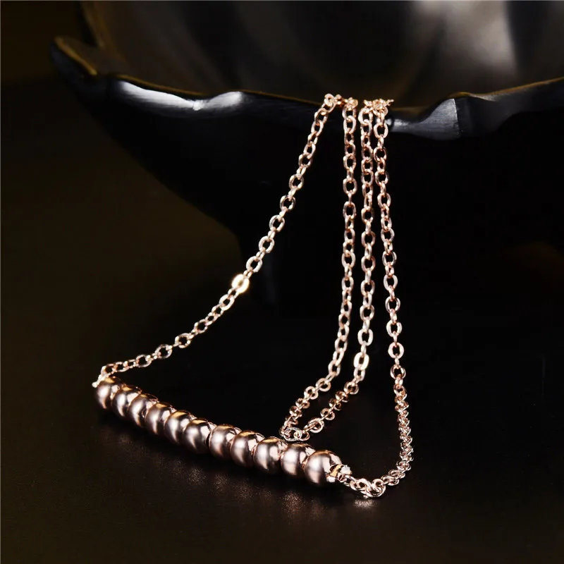 QCOOLJLY два слоя простой стильный металлический кольца для волос браслеты цепочки на ногу розового золотистого цвета Горячая Мода Ювелирные изделия/ювелирные изделия для женщин