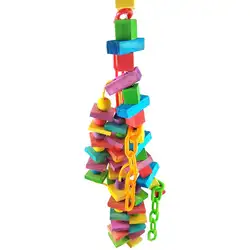Попугай игрушки Pet птица деревянный жевать игрушки Радужный мост красочный Попугай качели блок Мягкая Сеть