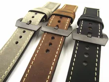 Negro hebilla 1 UNIDS 20 MM 22 MM 24 MM 26 MM de cuero genuino venda de Reloj de cuero de caballo Loco hombre hombre de la correa correas de reloj-WGH0130