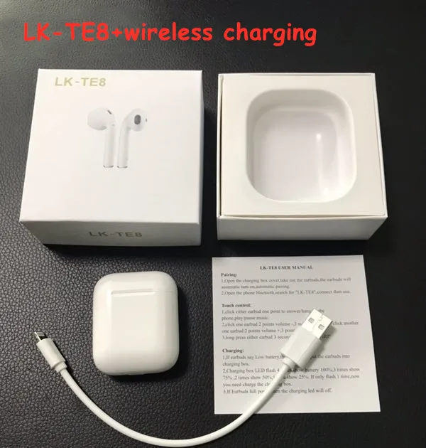 

LK-TE8 LK TE8 TWS Touch Wireless Headsets Bluetooth Smart Earphones Wireless Charging Bluetooth 5.0 PK I9S I7S