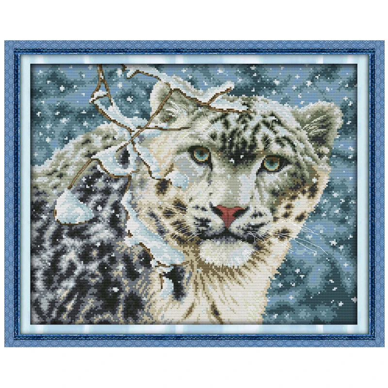 Free Ship Snow Leopard Counted Cross Stitch 11CT 14CT Cross Stitch