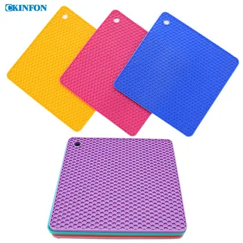 

500Pcs/Lot 18.3*18.3*0.6cm Cellular Silicone Mat Anti-scald Pads Casserole Pad Resistant High Temperature Mat D-691