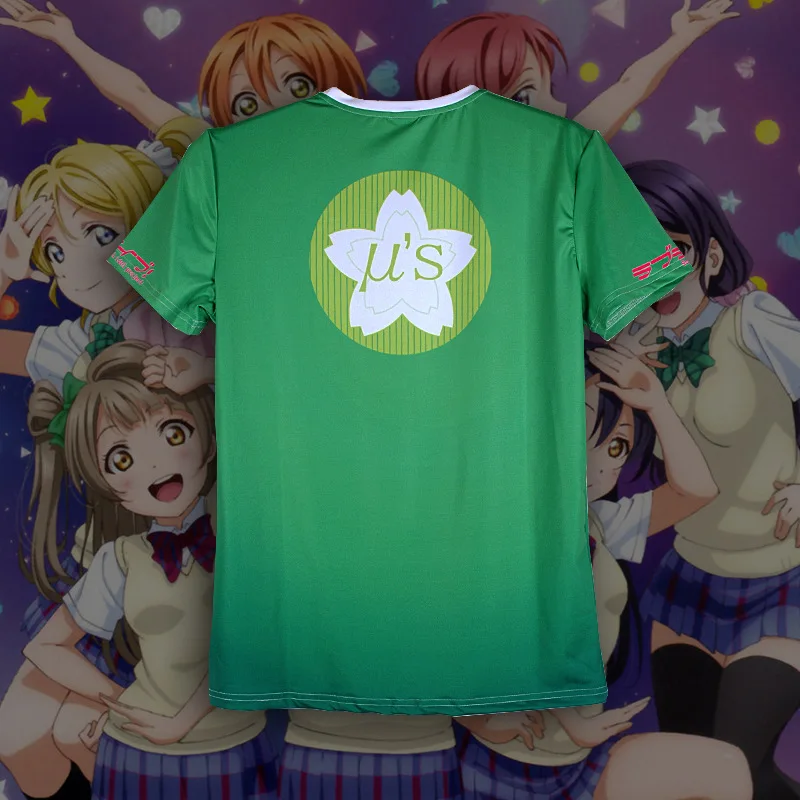 LoveLive! U's Aqours футболка костюм для косплея Love Live для мужчин и женщин Летняя футболка с короткими рукавами Повседневные футболки