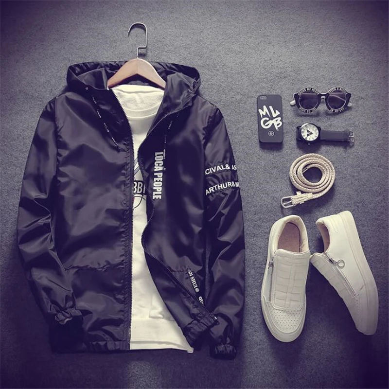 

2019 Spring&Autumn New Jacket Men Fashion High Quality Thin Jacket Causal Hooded Jacket Male Windbreaker Zipper Clothing 4XL