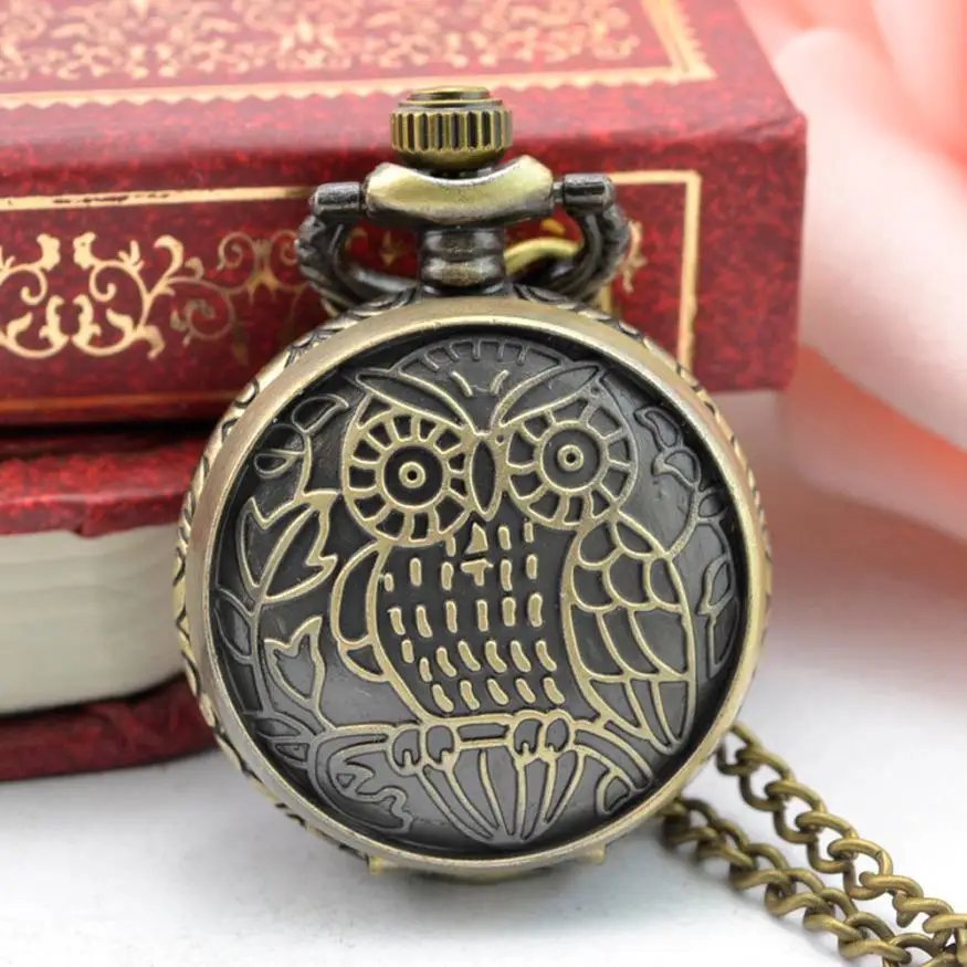 Карманные часы в винтажном стиле стимпанк Ретро дизайн бронзовое ожерелье Круглый циферблат часы подарок мужские карманные часы с цепочкой# D