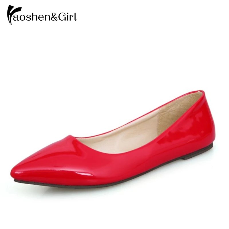 

Women Pointed Toe Flats Shoes Woman Spring Summer Fashion Comfortable Patent Leather Shoes Women Moccasin Large Size 30-47 G781