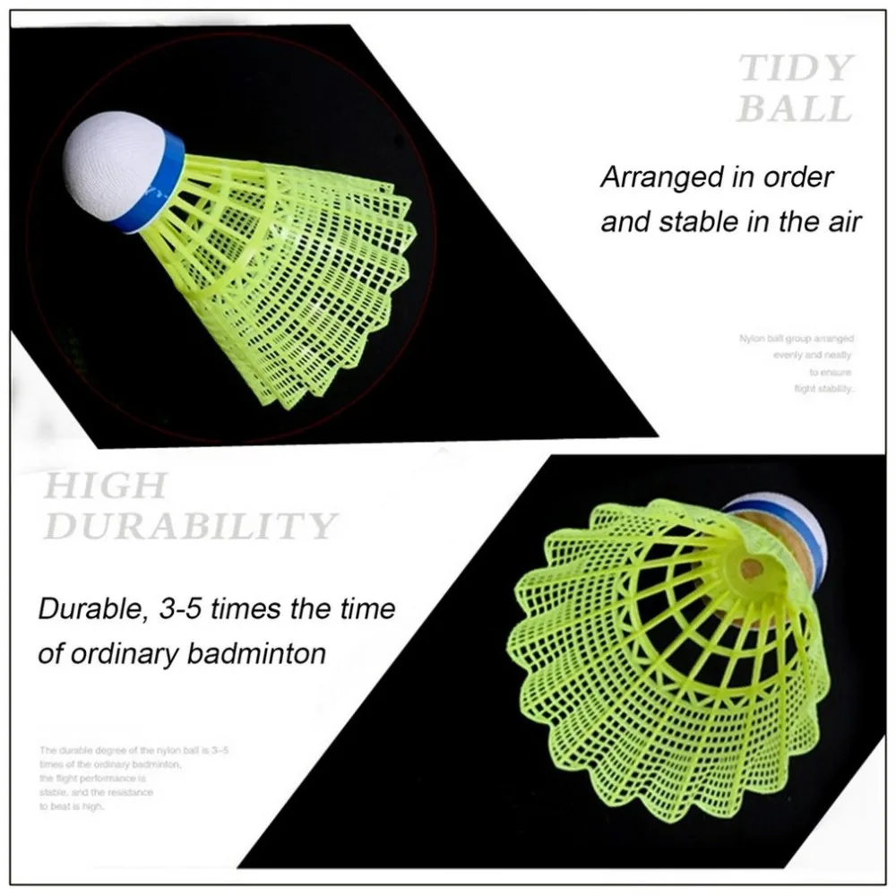 Очень прочный и легкий Пластик желтый/белый нейлон Бадминтон мяч тренировочный мяч Пластик ткацких пробкового дерева шаровой головкой Drop