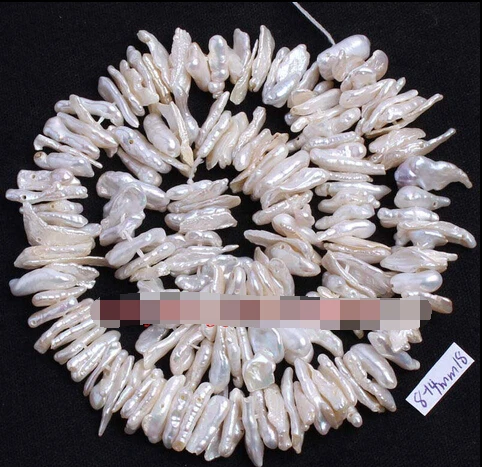 

Miss00176 8-14mm White Freshwater Pearl Irregular Shape Loose Beads Strand 15