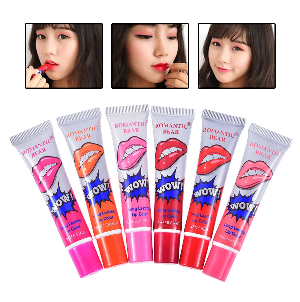 

1pcs Romantic Bear Long Lasting Lip Gloss Easy Peel Off Waterproof Lip Glos Makeup Tattoo Tint Lip Gloss Lipstick Balm Cosmetic