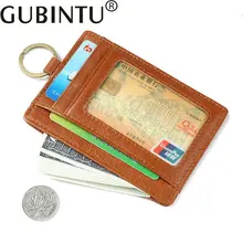 GUBINTU RFID держатель для карт с кольцом для ключей для мужчин из натуральной кожи анти-магнитный держатель для карт ключ тонкий мужской держатель для карт