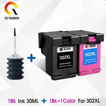 QSYRAINBOW 302XL + 30ml ink Cartridge Replacement for HP 302 HP302 XL Ink Cartridge for hp Deskjet 3630 e-All-in-One printer hp envy 120 e all in one inkjet printer copier sc