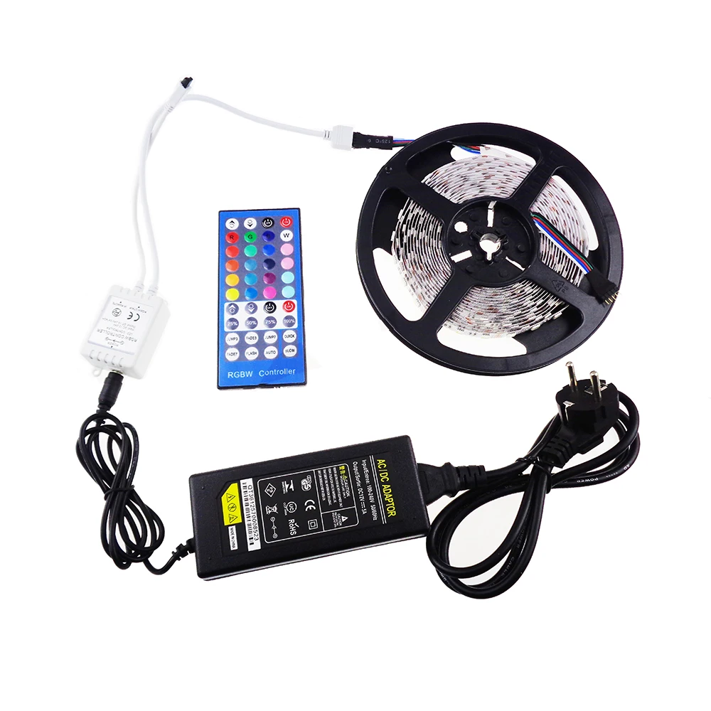 

4in1 5050 SMD Strip light RGBW RGBWW 5m 12V/24V 300led/lot with 40 key controller + 5A power supply IP20 IP65 VR