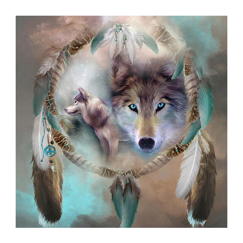 3D Diy Diamond Painting Wolf Mosaic Crystal 5D Cross Stitch Square Drill Diamond Embroidery Sticker Decoration Paintings Full 